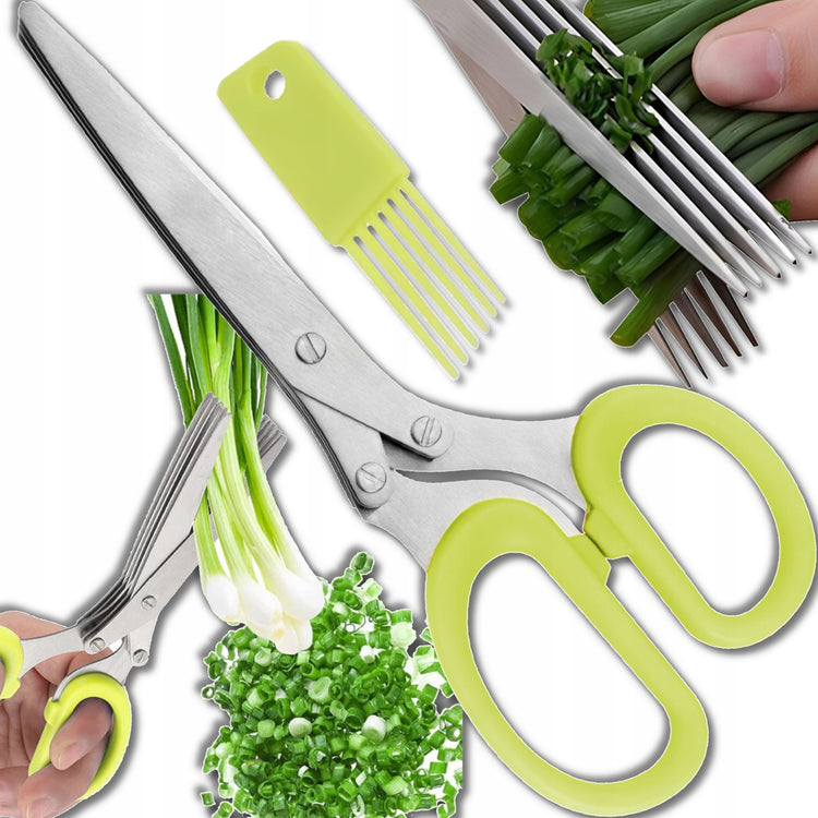 Žirklės žolelėms su 5 ašmenimis, oranžinės