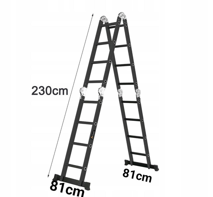 Daugiafunkcės aliuminės kopėčios su platforma „Kontrakt“ 4×4, 5,6 m, 150 kg