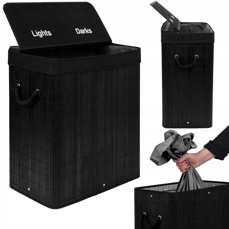 Dviejų skyrių skalbinių krepšys „Gockowiak“, 100 l, juodas