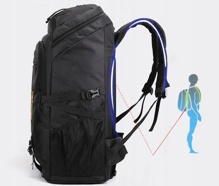 Taktinė sportinė kuprinė ekspedicijoms „K~M PL02“, 50 l, juoda