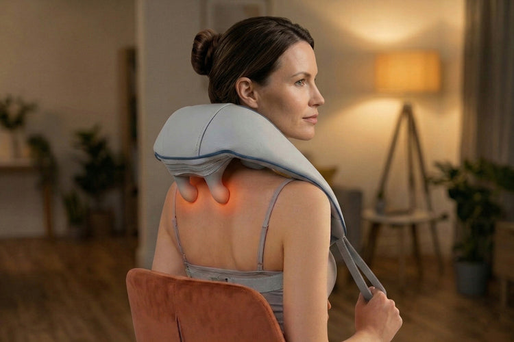 Belaidis Shiatsu kaklo ir nugaros masažuoklis „NeckChill“ su šildymu
