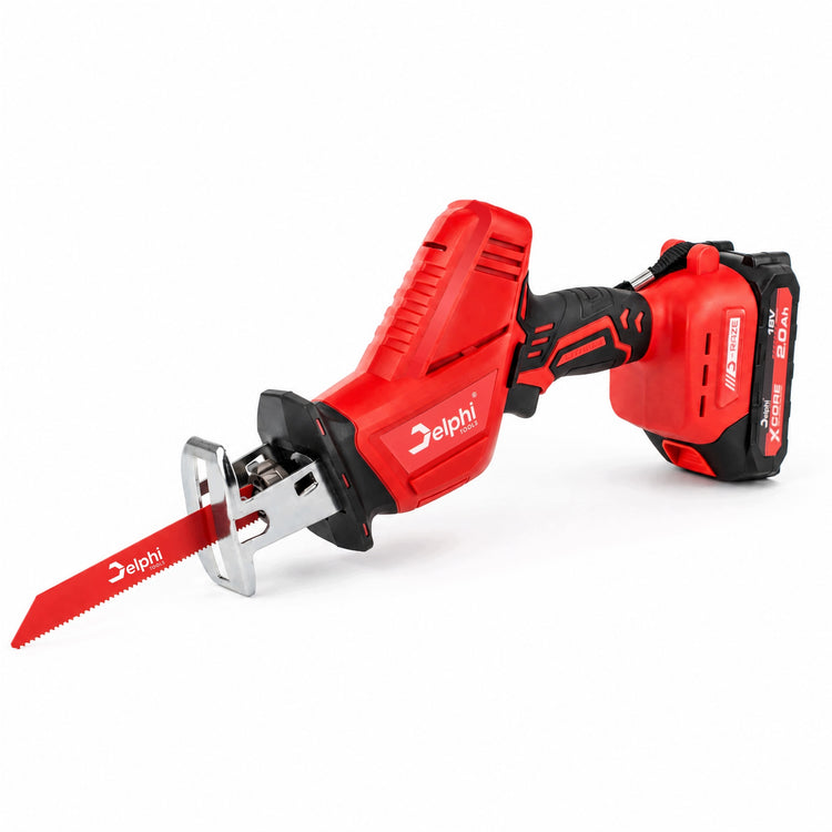 Akumuliatorinis tiesinis pjūklas „Delphi Tools D-Raze“, 18 V, 2 akumuliatoriai, 10 pjūklų