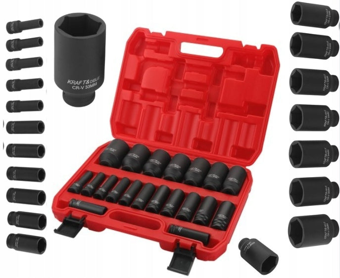 Ilgų smūginių galvų rinkinys 1/2“ „Kraft&Dele KD11794“, 20 vnt., 10–38 mm