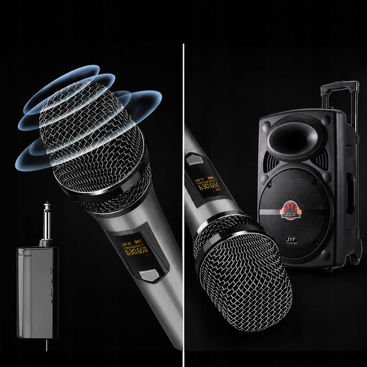 Belaidžiai karaoke mikrofonai „Renew Force WM-105“, 2 vnt., įkraunami, 50 m