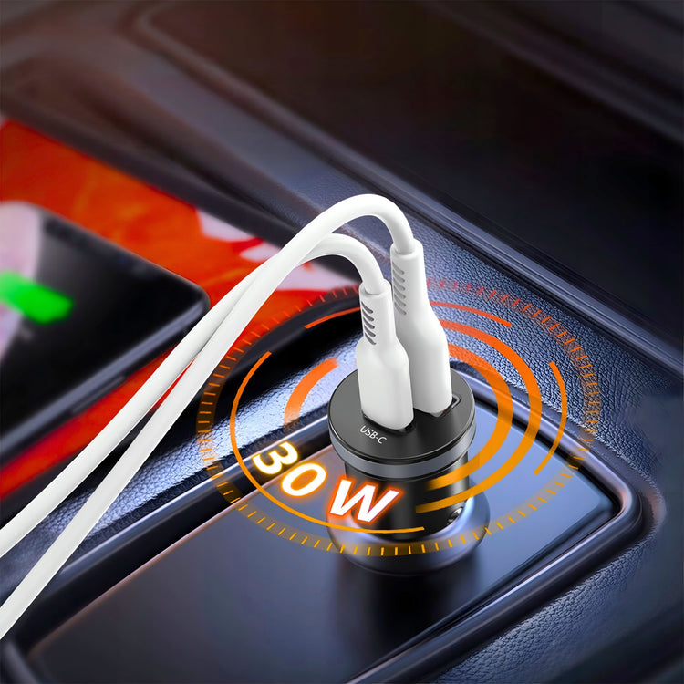 Greitas automobilinis įkroviklis „Matnox“ USB + USB-C, QC 3.0, PD 35 W, su laidu