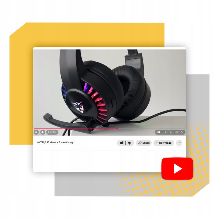 Žaidimų ausinės su mikrofonu „Lewer“, RGB apšvietimas, laidinės