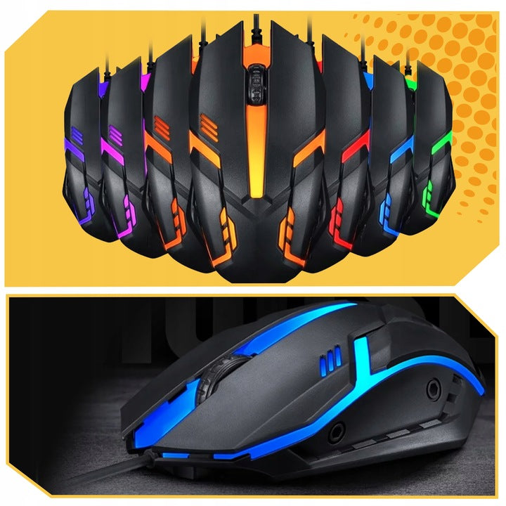 Žaidimų rinkinys „Lewer“: mechaninė klaviatūra, pelė ir ausinės, RGB
