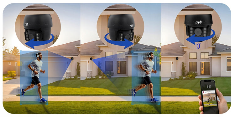 Lauko pasukama Wi-Fi kamera „DVS“ 8 MP 4K su naktiniu matymu, juoda