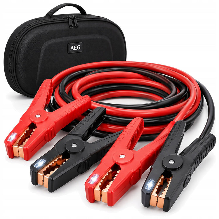 Šviečiantys paleidimo laidai „AEG“ su StartProtect, 3,5 m, 16 mm², su dėklu