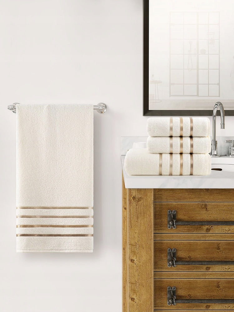 Medvilninių rankšluosčių rinkinys „Karna Home Bale“, 4 vnt., 50 × 80 ir 70 × 140 cm, kreminis