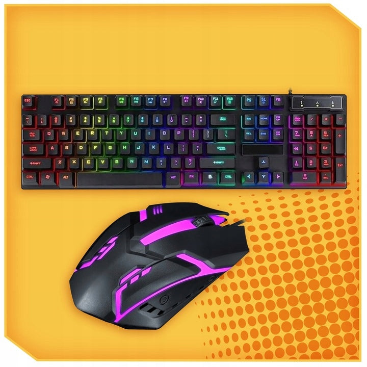 Žaidimų rinkinys „Lewer“: mechaninė klaviatūra, pelė ir ausinės, RGB