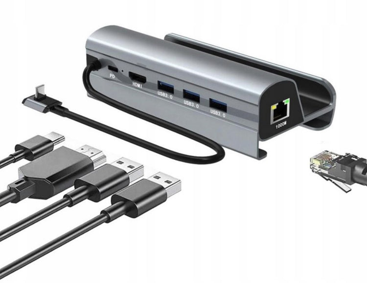 Steam Deck / ROG Ally doko stotelė 6 in 1: USB-C, HDMI 4K, Ethernet