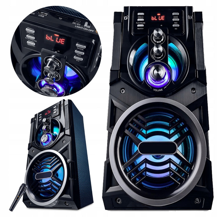 Nešiojama garso sistema-bokštas „Hitelo PartyTech BIG Tower“ su karaoke ir FM, 850 W PMPO