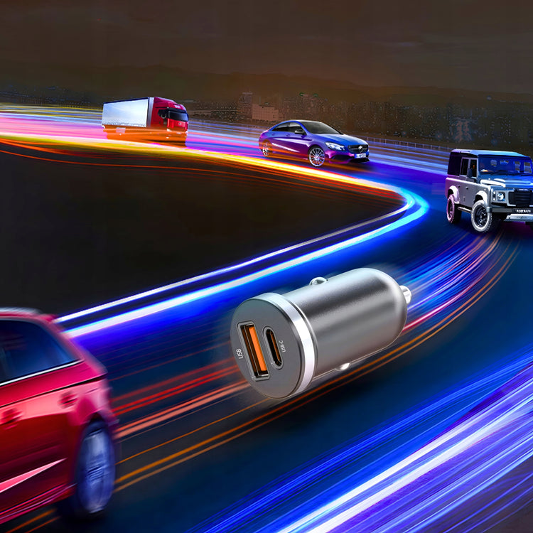 Greitas automobilinis įkroviklis „Matnox“ USB + USB-C, QC 3.0, PD 35 W, su laidu