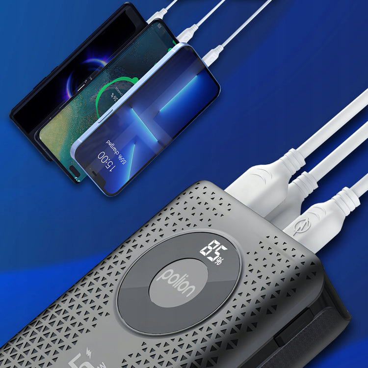 Išorinė baterija „Polion“ 20000 mAh, 22,5 W, PD 3.0 ir QC 3.0, USB-C/USB-A – nuotrauka 6