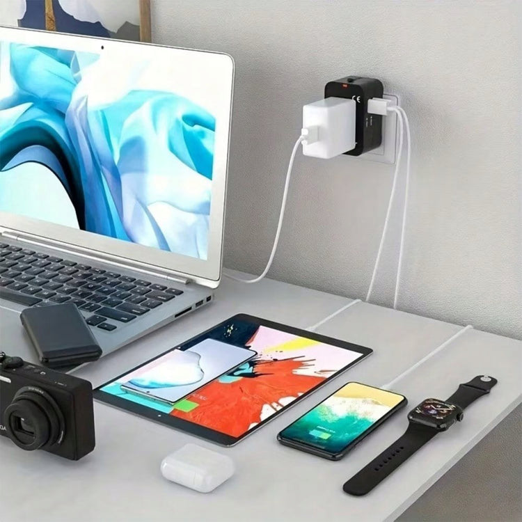 Universalus kelioninis adapteris „Renew Force“ 4 in 1 su USB, viso pasaulio lizdams