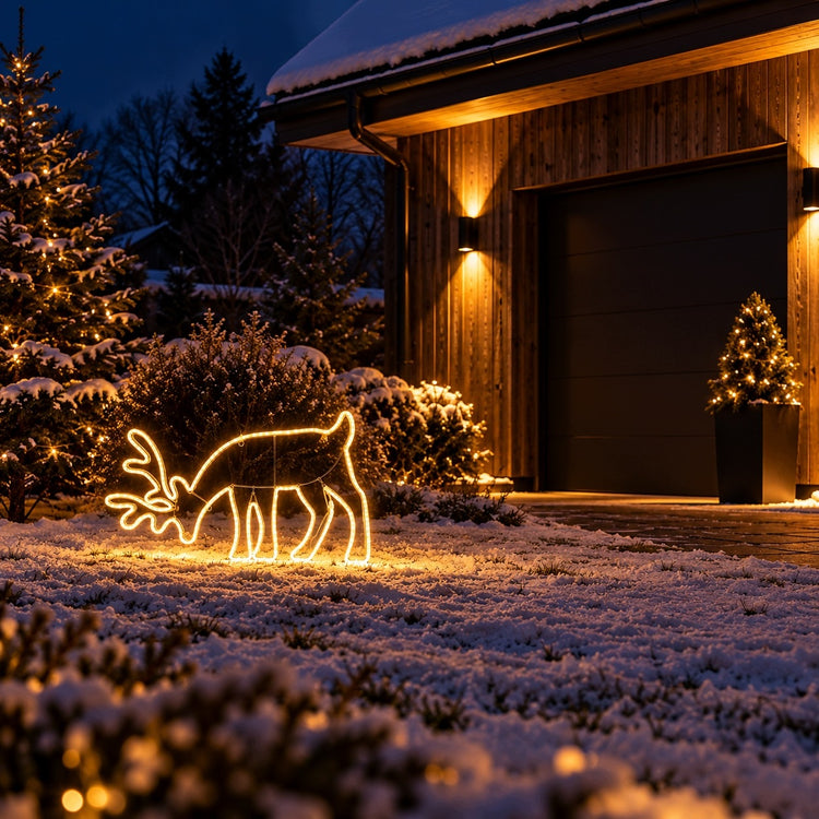 LED neono šiaurės elnias „Gotel“, 100 cm, 8 režimai, lauko dekoracija