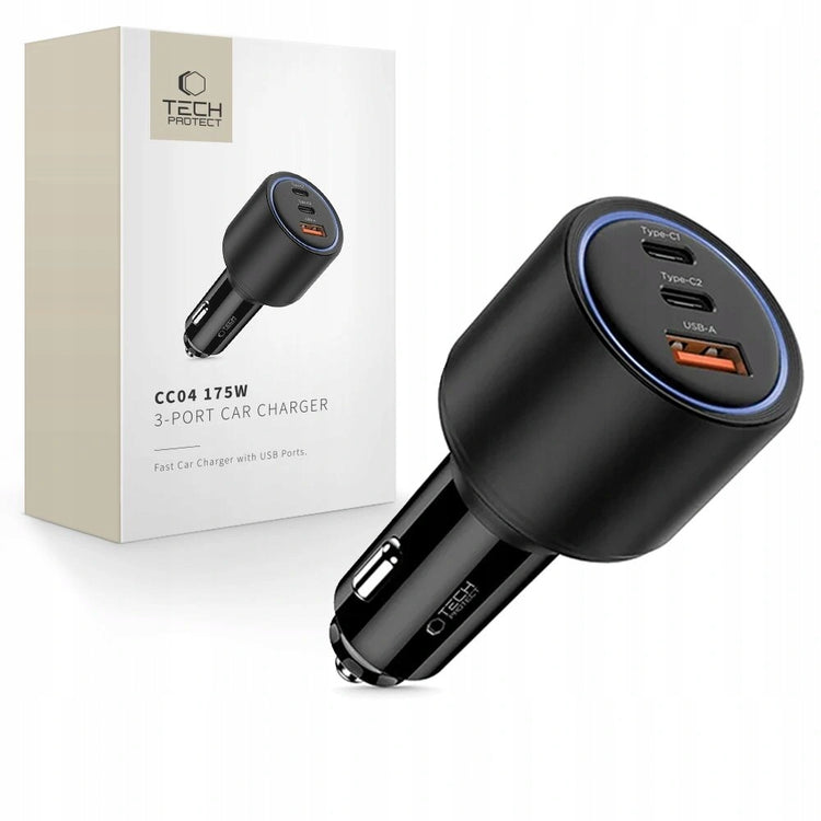 Automobilinis kroviklis „Tech-Protect CC04“ 175 W: USB-A + 2× USB-C, PD