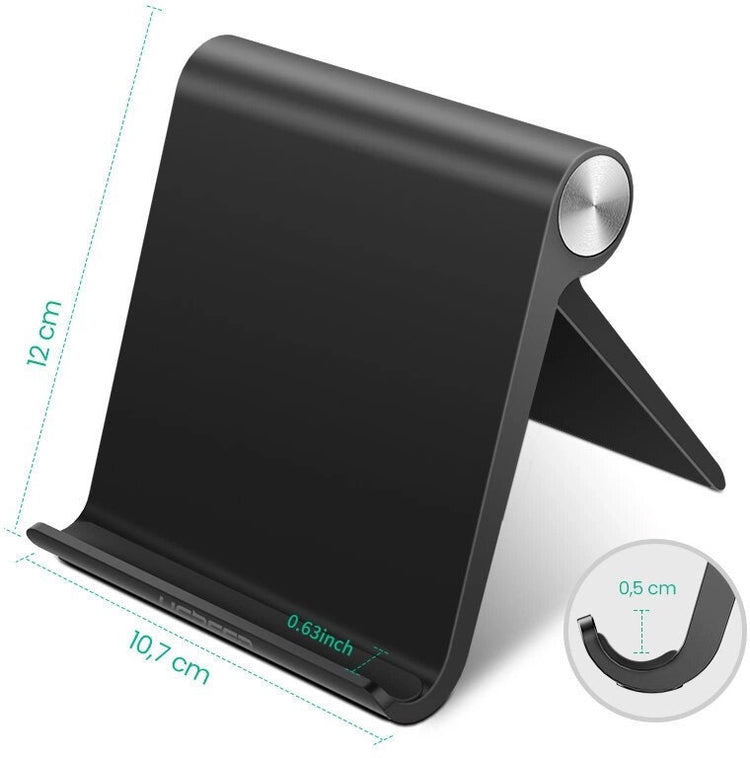 Reguliuojamas telefono stovas „Ugreen“ 4–7,9“, 95 × 85 mm, juodas