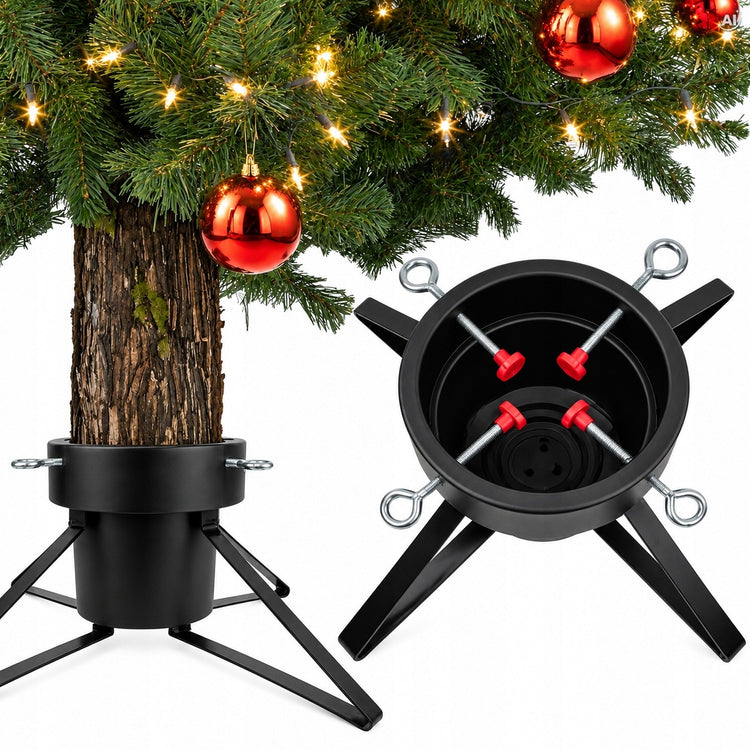 Metalinis eglutės stovas su 2 l vandens talpa, juodas