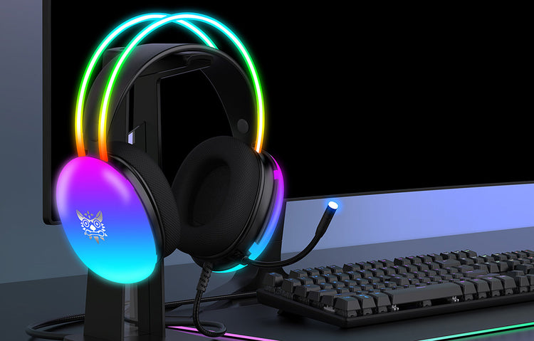 Žaidimų ausinės „Onikuma X25“ 7.1 su mikrofonu ir RGB
