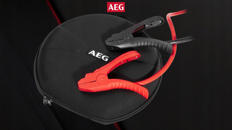 Šviečiantys paleidimo laidai „AEG“ su StartProtect, 3,5 m, 16 mm², su dėklu
