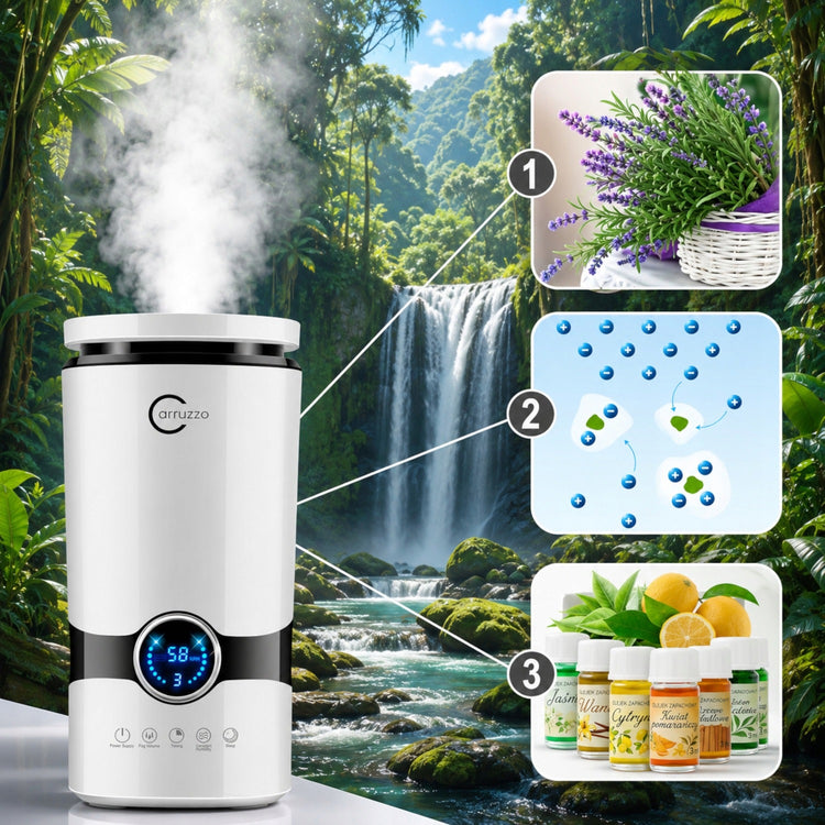 Oro drėkintuvas „Carruzzo Smart Mist Pro Air+“, 4 l, su aromaterapija