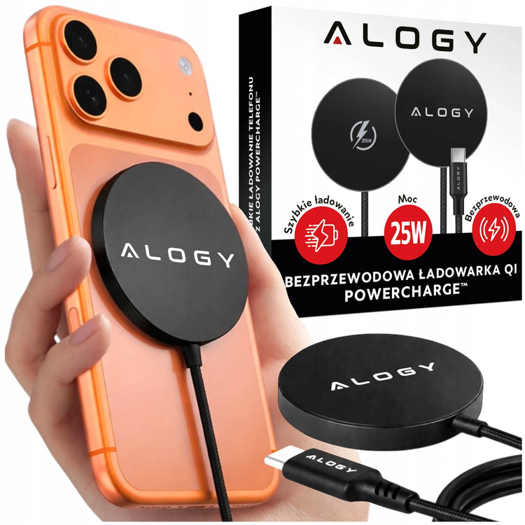 Magnetinis indukcinis kroviklis „Alogy PowerCharge“ Qi2.2, 25 W, su nailoniniu laidu