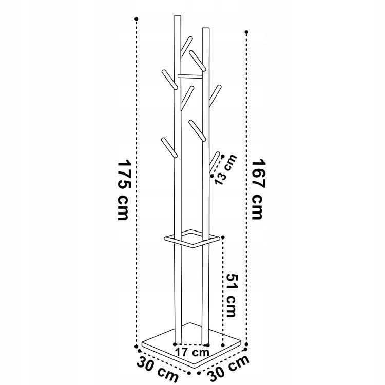Metalinė pastatoma drabužių kabykla su 8 kabliais „Gockowiak“, 175 cm, juoda