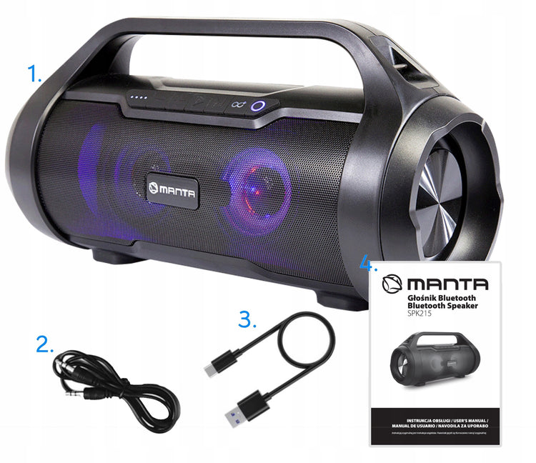 Nešiojama „Bluetooth“ kolonėlė „Manta SPK215“, 30 W, su FM radiju