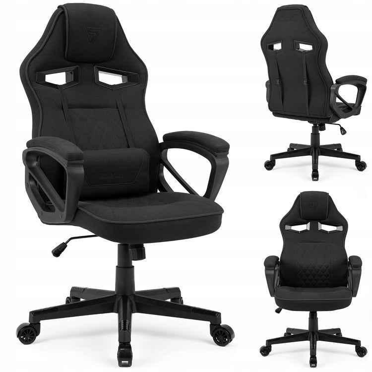 Žaidimų kėdė „Sense7 Knight“, audininė, juoda – nuotrauka 1