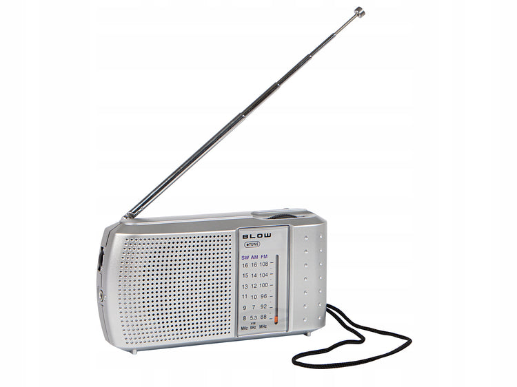 Mini nešiojamas radijas „Blow RA7“ FM/AM/SW, baterijomis, sidabrinis