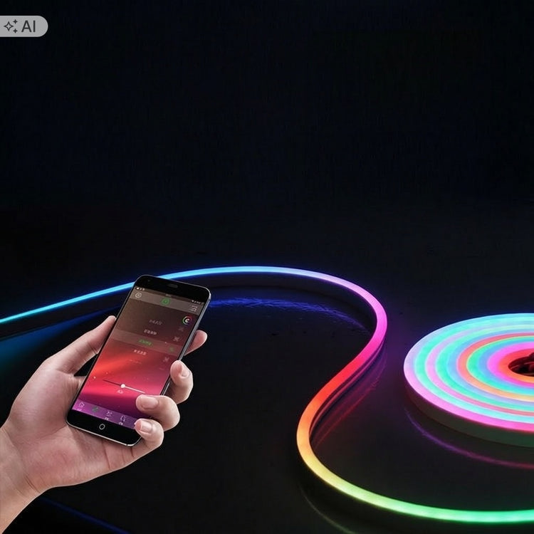 RGB LED neoninė juosta 5 m su Bluetooth ir pultu, 150 LED, IP67