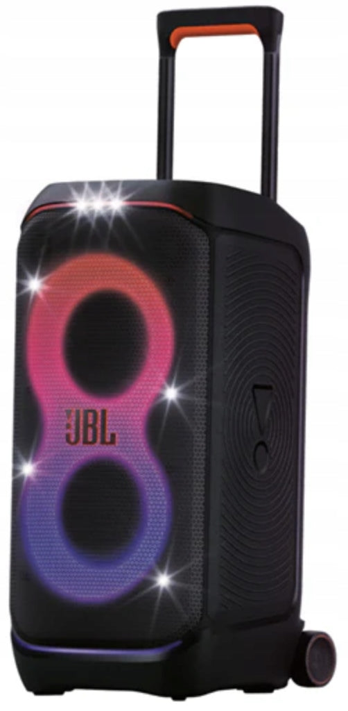 Didelė nešiojama kolonėlė „JBL PartyBox Stage 320“, 240 W, su karaoke ir šviesos efektais, juoda
