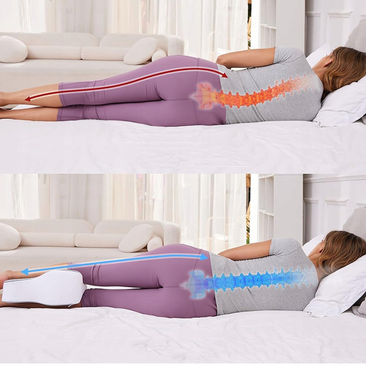 Ortopedinė pagalvėlė tarp kelių, memory foam, pilka-balta