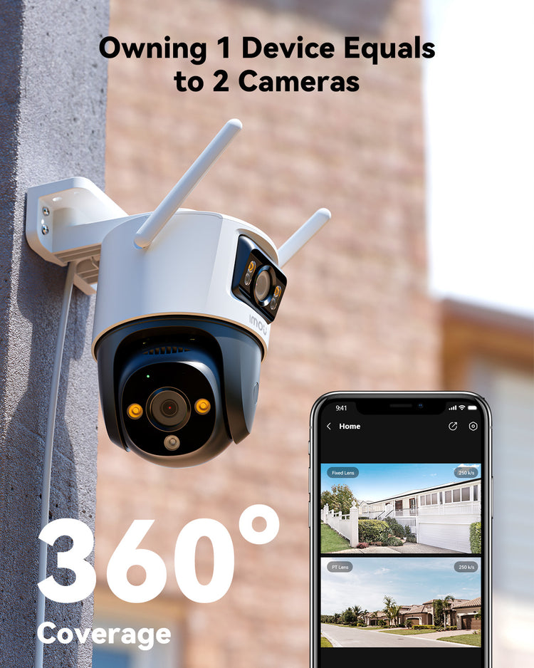Lauko PTZ Wi-Fi kamera su dviem objektyvais „Imou Cruiser Dual“, 5 + 5 MP, 8× priartinimas, AI