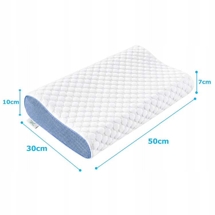 Žema ortopedinė pagalvė miegoti ant šono, profiliuota, memory foam