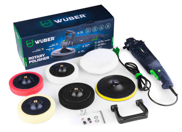 Rotacinė automobilio poliravimo mašinėlė „Wuber“, 2300 W, su kempinėmis