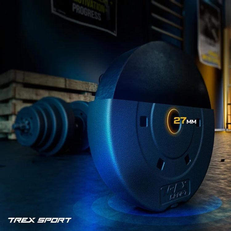 Reguliuojamų hantelių rinkinys „Trex Sport“ su grifu ir girios rankena, 2 × 10 kg (20 kg)