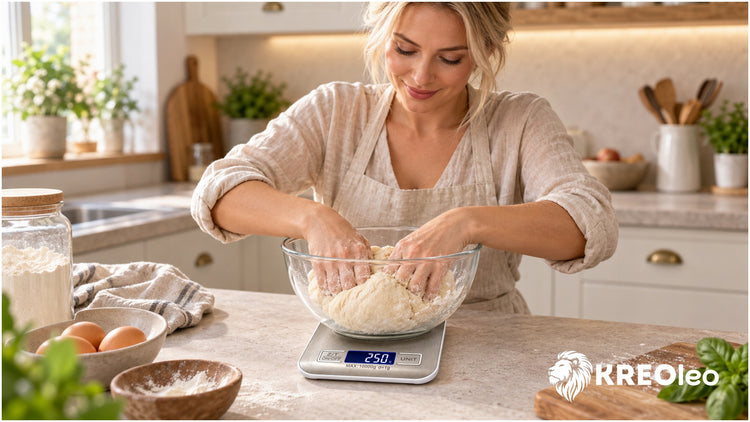 Elektroninės virtuvinės svarstyklės „KREOleo“, 10 kg / 1 g, su LCD