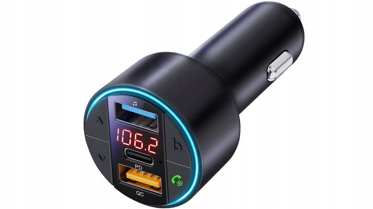 Bluetooth 5.3 FM siųstuvas su krovikliu „Blow“ USB-C PD 30 W, LED