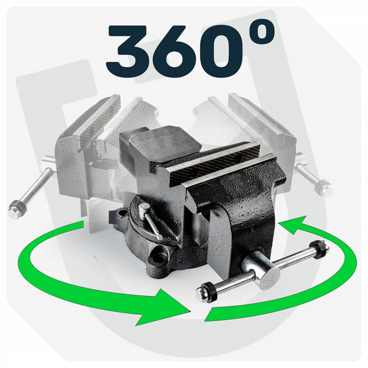 Ketaus šaltkalvio spaustuvas su priekalu „Wuber“, besisukantis 360°, 100 mm