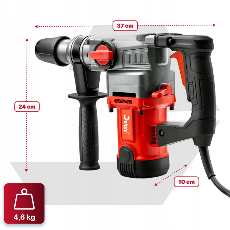 Perforatorius „Delphi Tools“ SDS+, 2200 W, 4 J, su 2,8 m laidu – nuotrauka 6