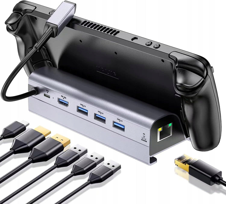 Steam Deck / ROG Ally doko stotelė 6 in 1: USB-C, HDMI 4K, Ethernet