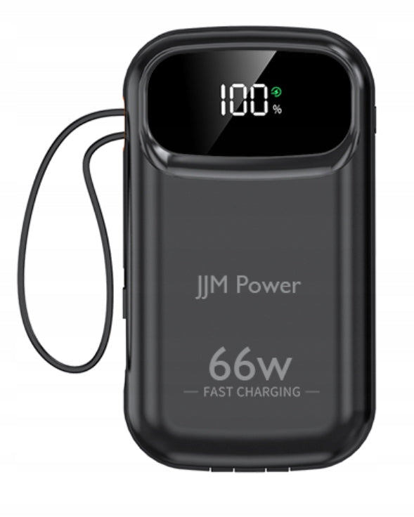 Išorinė baterija 20000 mAh su ekranu ir įmontuotais laidais, 66 W