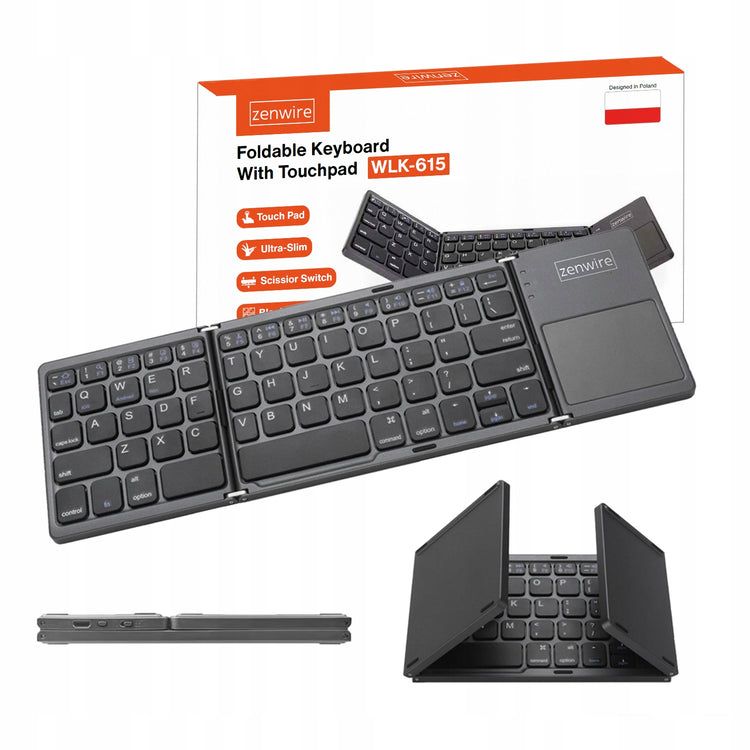 Sulankstoma Bluetooth klaviatūra su jutikliniu kilimėliu „Zenwire“, USB-C
