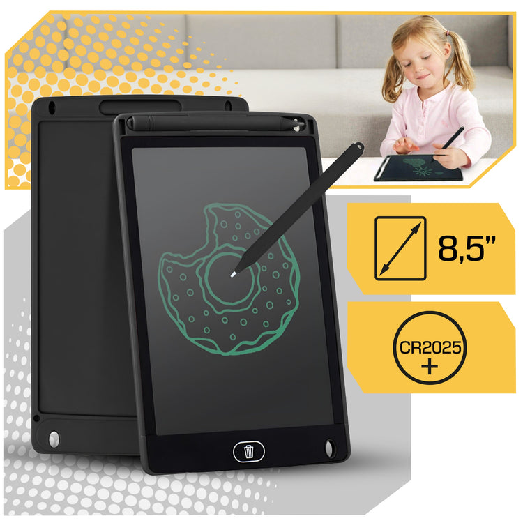 LCD piešimo planšetė vaikams „Lewer“ 8,5", juoda – nuotrauka 3