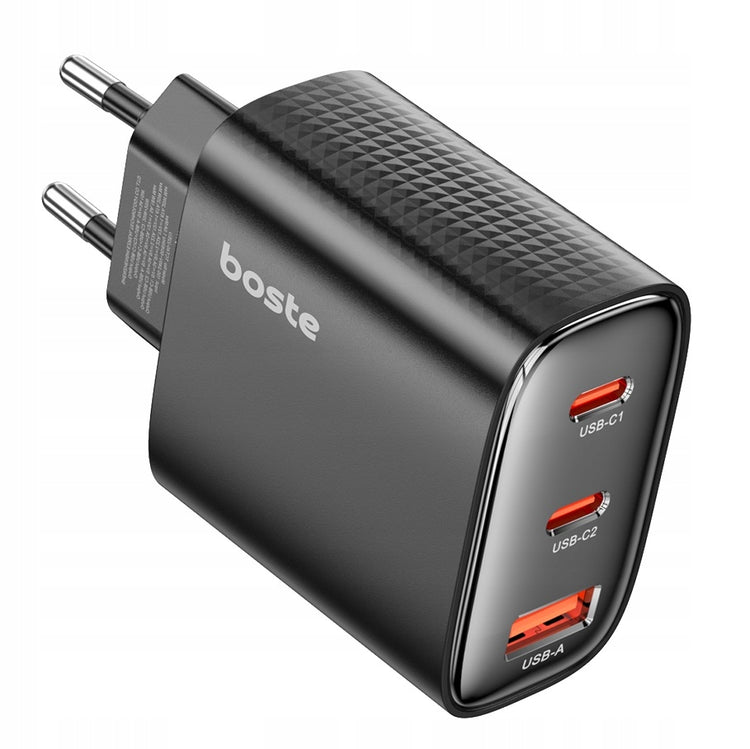 GaN tinklo įkroviklis „Boste“ 40 W, 2 × USB-C + USB-A