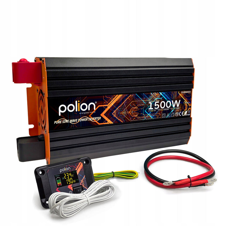 Įtampos keitiklis „Polion“ 12 V / 230 V, 1500 W, gryna sinusinė banga – nuotrauka 1