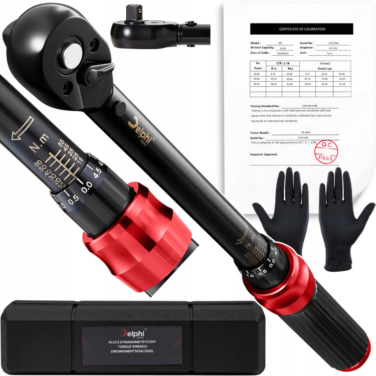 Dinamometrinis raktas „Delphi Tools“ 3/8" 10–60 Nm su kalibravimo sertifikatu